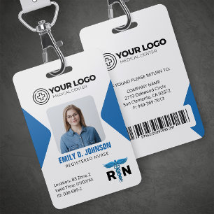 Badge Infirmière diplômée RN Logo Photo & Code-barres