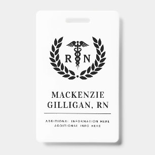Badge Infirmière diplômée RN personnalisée Élégante