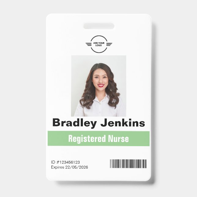 Badge Infirmière inscrite à la verticale Nom du logo bad (Avant)