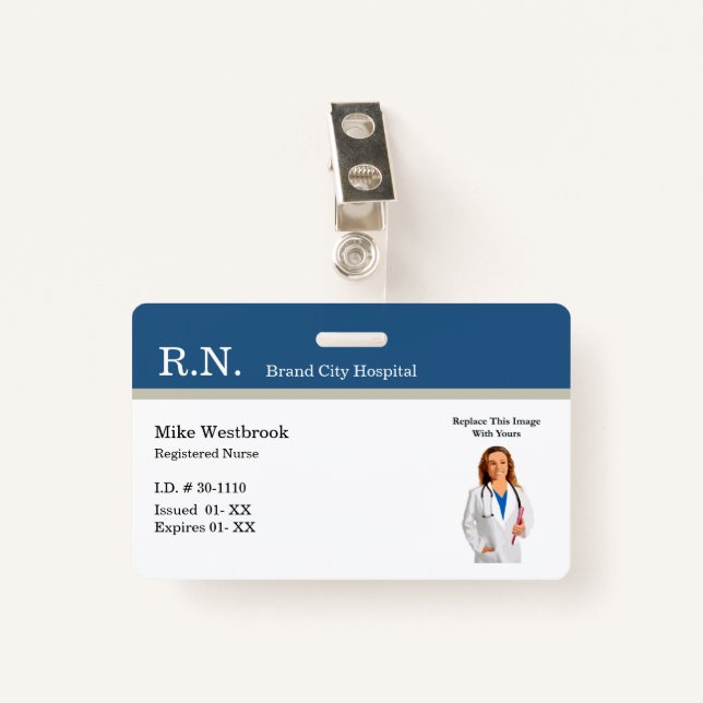 Badge Infirmière inscrite Carte d'identité photo Modèles (Devant avec clip)
