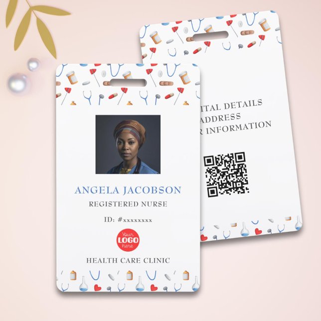 Badge Infirmière inscrite Logo de soins de santé Motif Q (Créateur téléchargé)