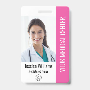 Badge Infirmière inscrite RN ID employé rose