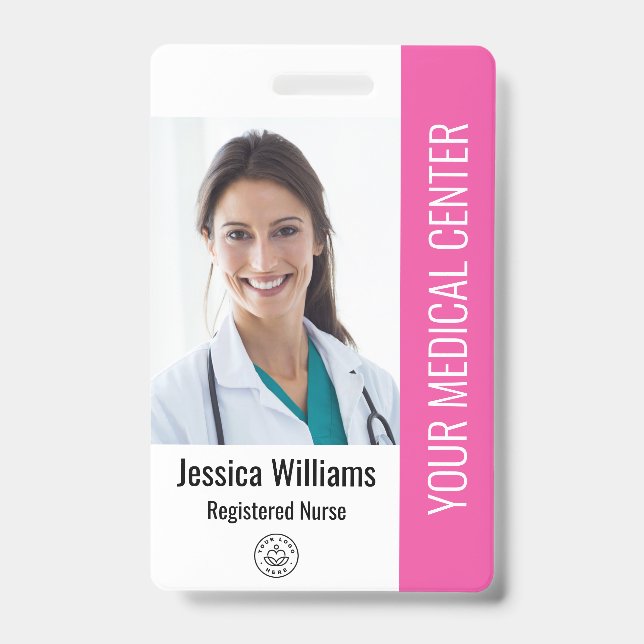 Badge Infirmière inscrite RN ID employé rose (Avant)
