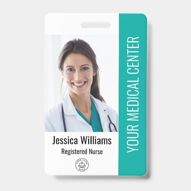 Badge Infirmière inscrite RN ID employé Turquoise (Avant)