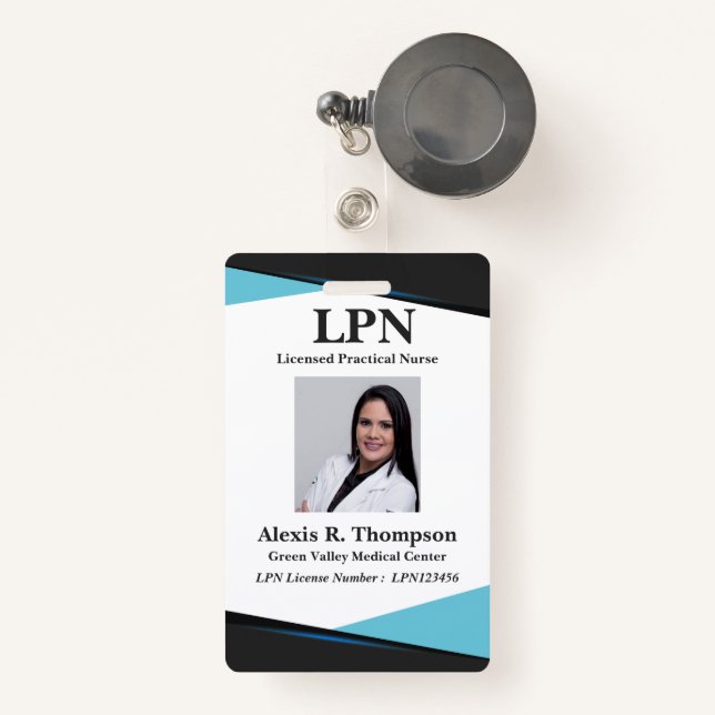 Badge Infirmière LPN unique (Front with Retractable)