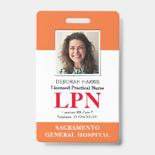 Badge Infirmière pratique diplômée moderne ID photo