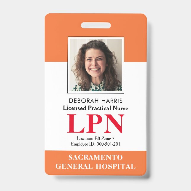 Badge Infirmière pratique diplômée moderne ID photo (Avant)