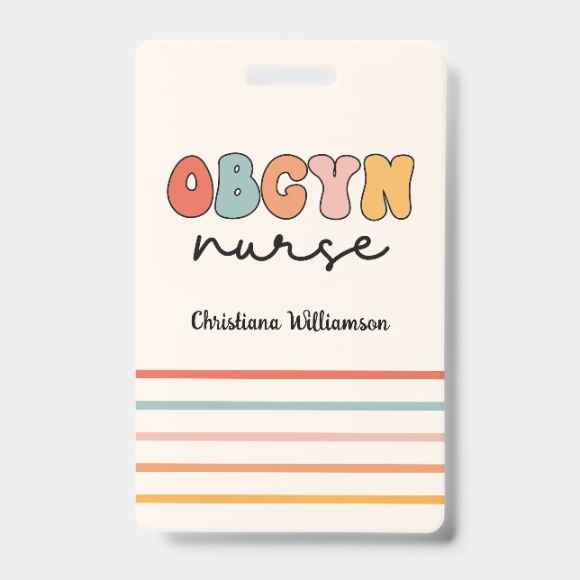 Badge Infirmière Retro OBGYN personnalisée (Face)