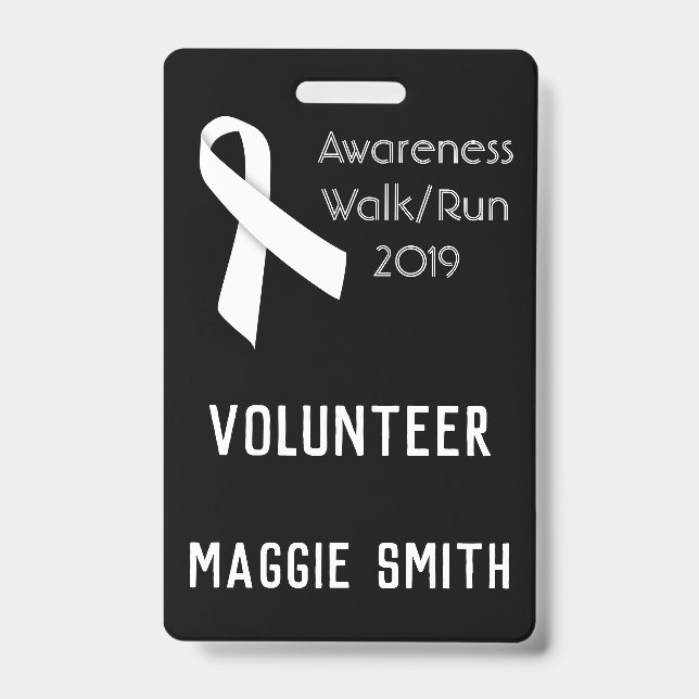 Badge Insigne blanc entièrement personnalisable de ruban (Face)