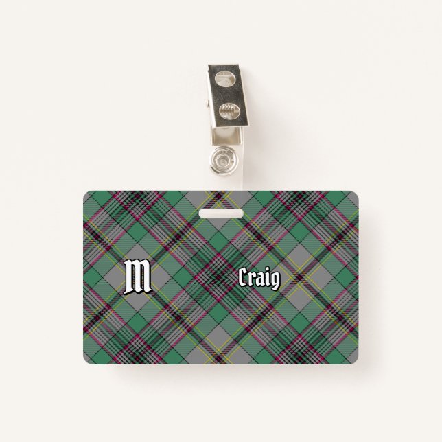 Badge Insigne Clan Craig Tartan (Devant avec clip)