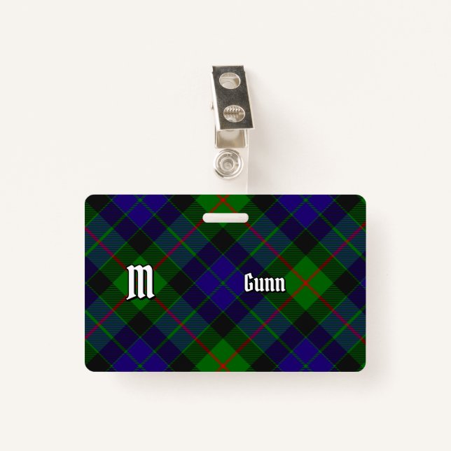 Badge Insigne Clan Gunn Tartan (Devant avec clip)