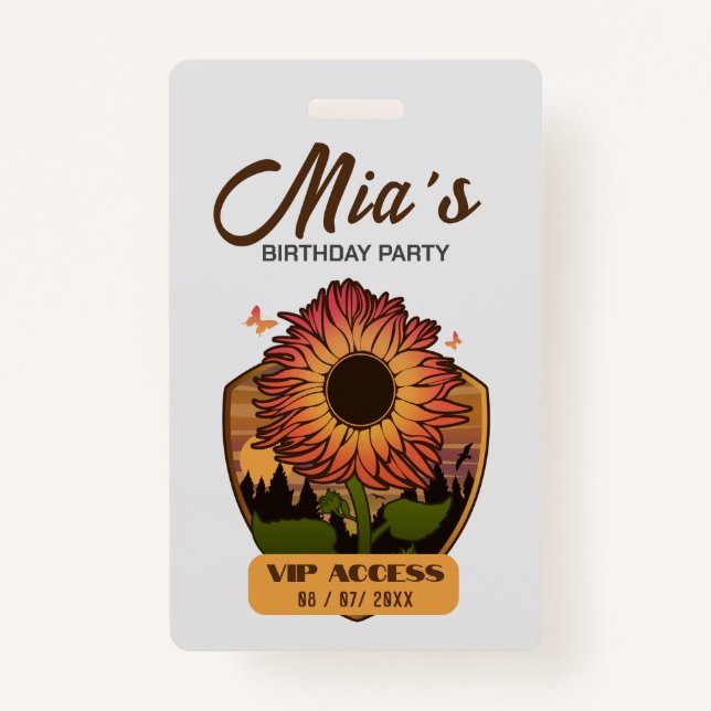 Badge Insigne d'accès VIP pour la fête d'anniversaire (Devant)