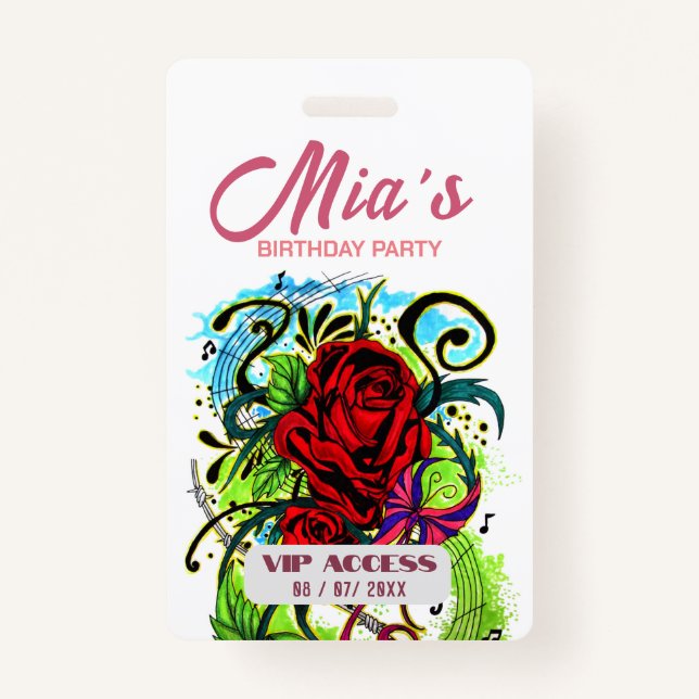 Badge Insigne d'accès VIP pour la fête d'anniversaire (Dos)