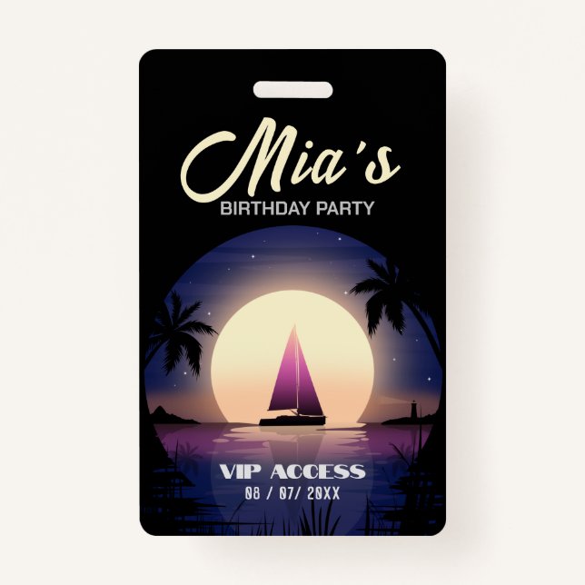 Badge Insigne d'accès VIP pour la fête d'anniversaire (Dos)