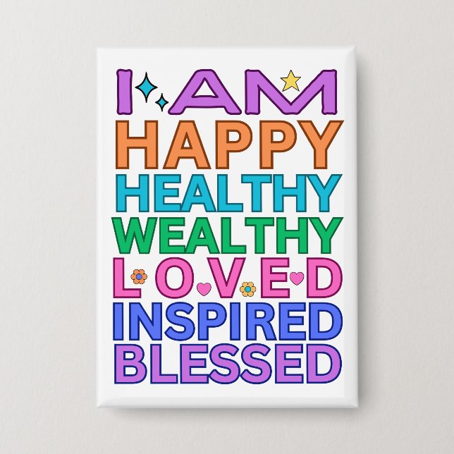 Badge Insigne D'Affirmations - Vibes Positives Colorées (Recto)