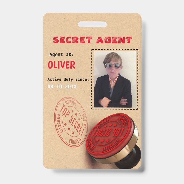 Badge Insigne d'agent secret de partie d'espion (Face)