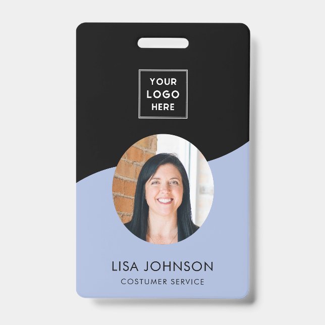 Badge Insigne de code QR minimal du personnel noir moder (Face)