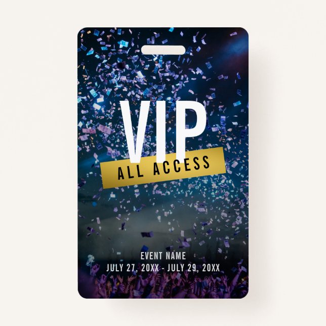 Badge Insigne de concert personnalisé VIP Gold All Acces (Devant)