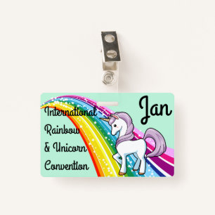 Badge Insigne de convention Unicorn & Rainbow Personnali