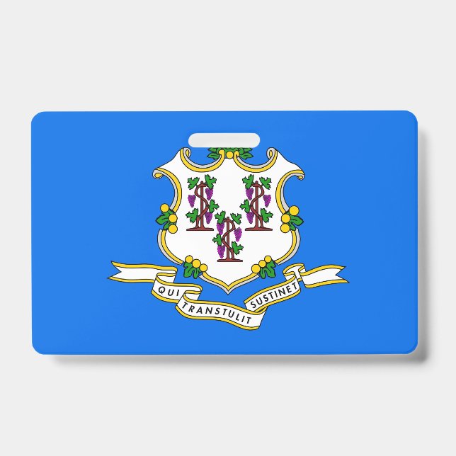 Badge Insigne de nom avec drapeau de Connecticut State,  (Avant)
