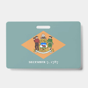 Badge Insigne de nom avec drapeau de l'État du Delaware,