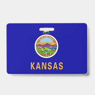 Badge Insigne de nom avec drapeau de l'État du Kansas, É