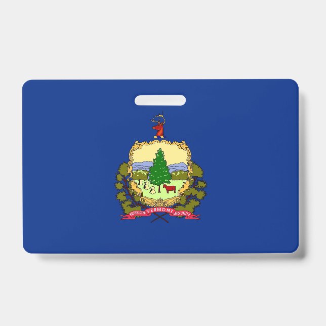 Badge Insigne de nom avec drapeau de l'État du Vermont,  (Avant)