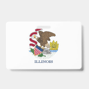 Badge Insigne de nom avec drapeau de l'Illinois State, U