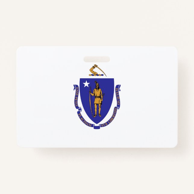 Badge Insigne de nom avec drapeau de Massachusetts State (Devant)