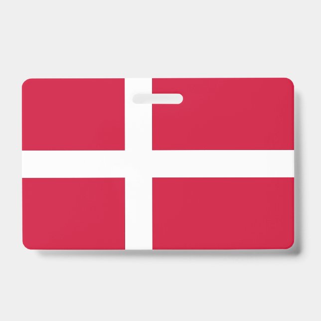 Badge Insigne de nom avec drapeau du Danemark (Face)