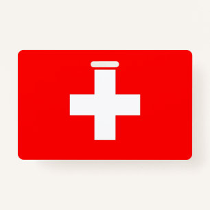 Badge Insigne de nom avec le drapeau de la Suisse