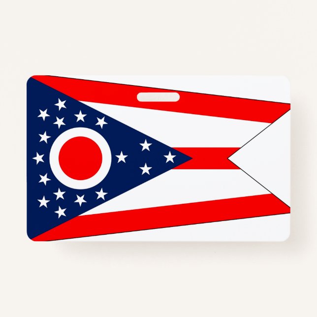 Badge Insigne de nom avec le drapeau de l'État de l'Ohio (Devant)