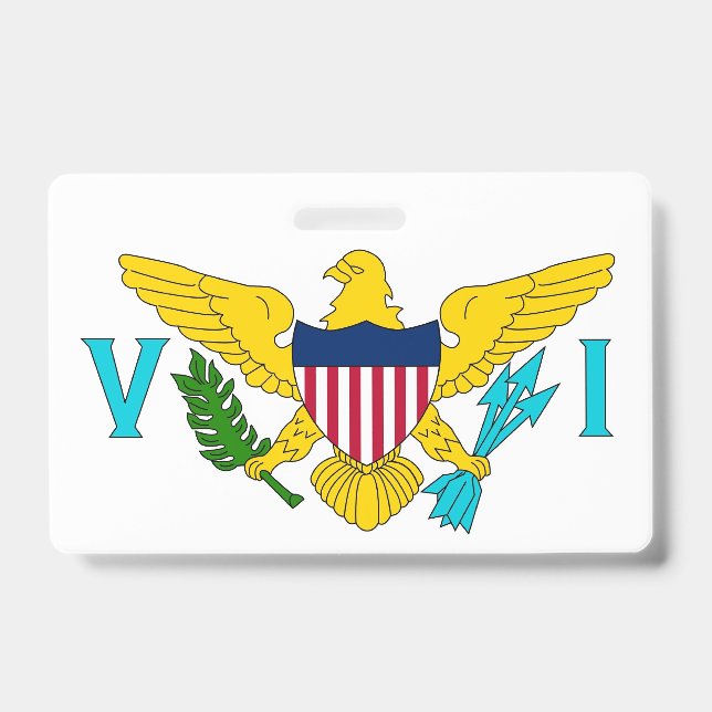 Badge Insigne de nom avec le drapeau des îles Vierges, É (Avant)