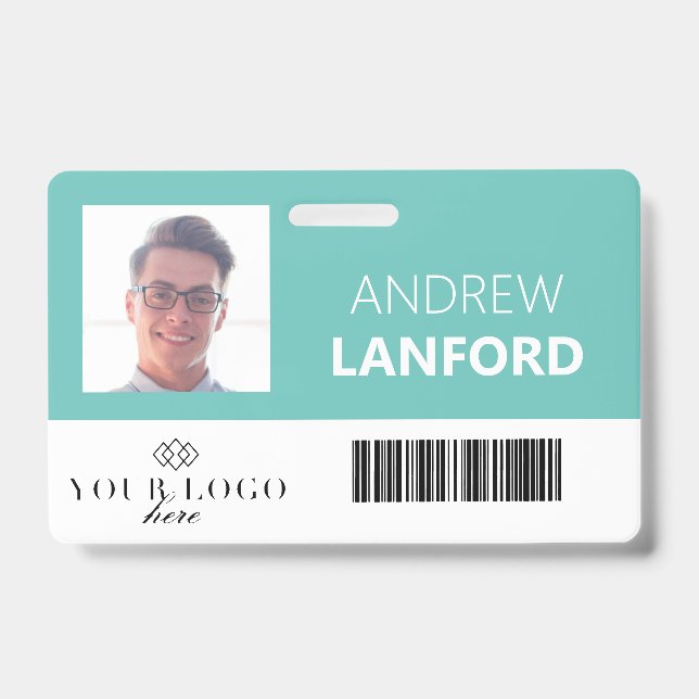 Badge Insigne de nom de l'employé | Logo et couleur pers (Face)