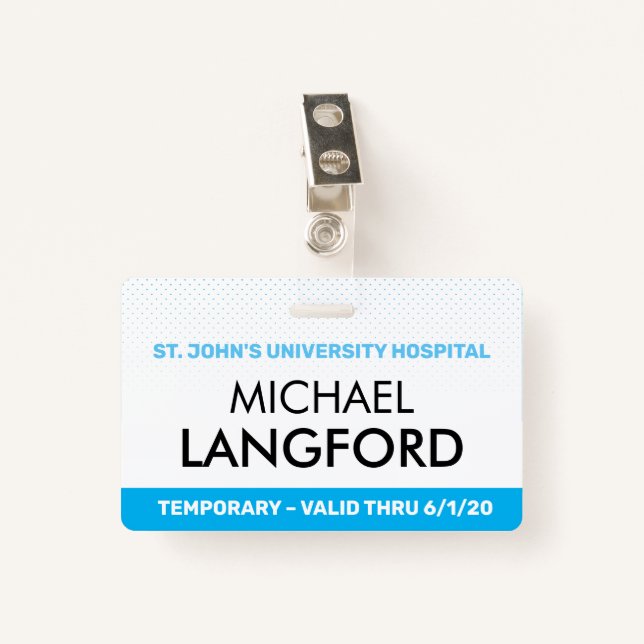 Badge Insigne de nom de l'employé temporaire| Couleur de (Devant avec clip)