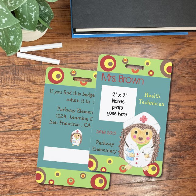 Badge Insigne de photo du technicien en santé de l'école (Créateur téléchargé)
