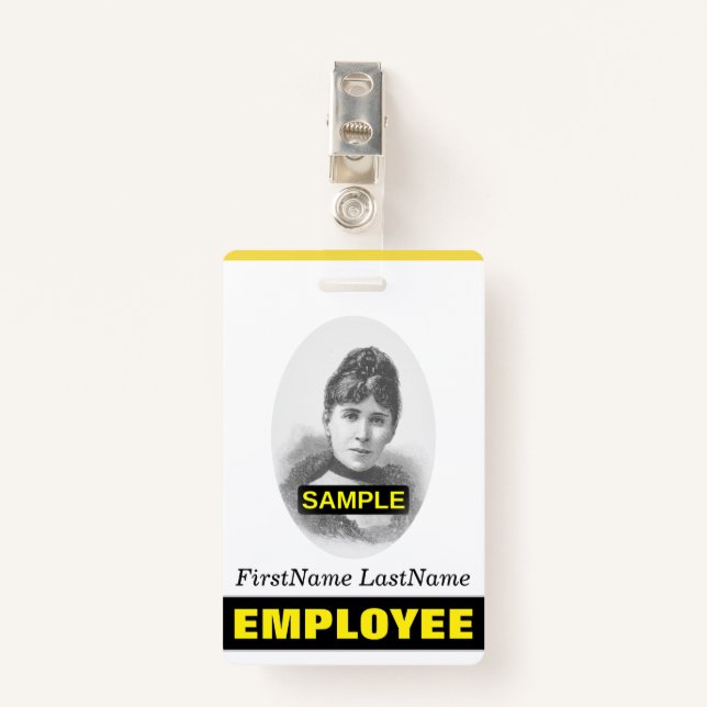Badge Insigne de portrait simple employé/employé (Devant avec clip)