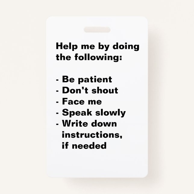 Badge Insigne de support pour malentendants (Dos)