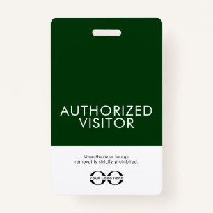 Badge Insigne de visiteur autorisé en vert personnalisé