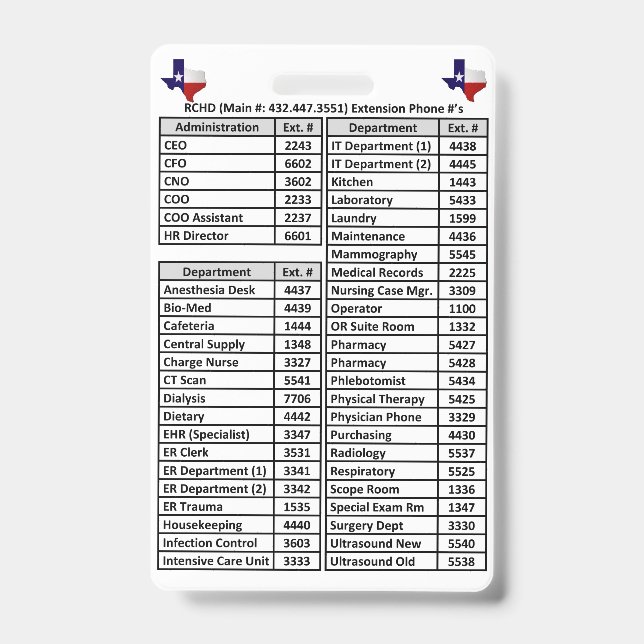 Badge Insigne des numéros de téléphone de la RCHD du com (Avant)