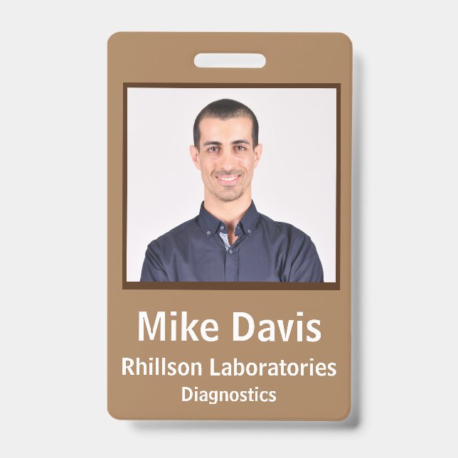 Badge Insigne d'ID employé Toscan Tan Conception vertica (Avant)