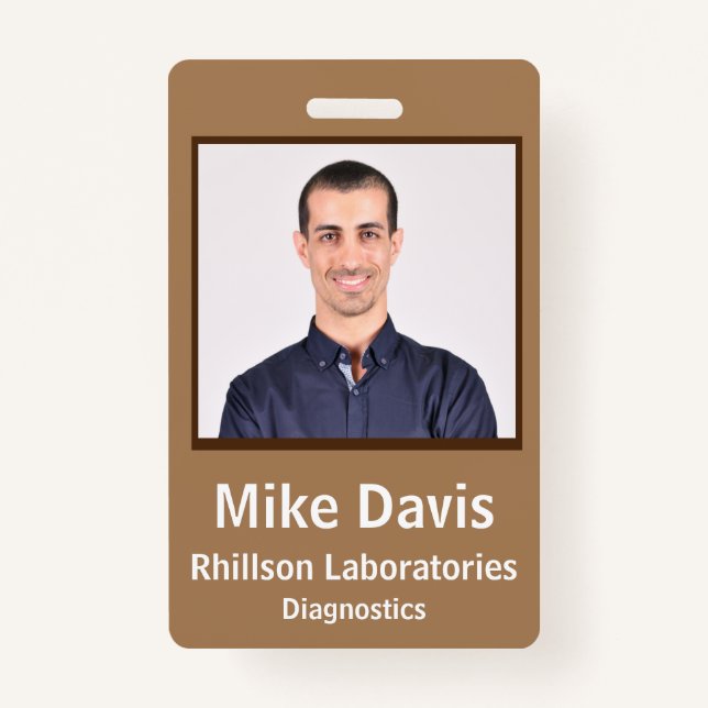 Badge Insigne d'ID employé Toscan Tan Conception vertica (Devant)