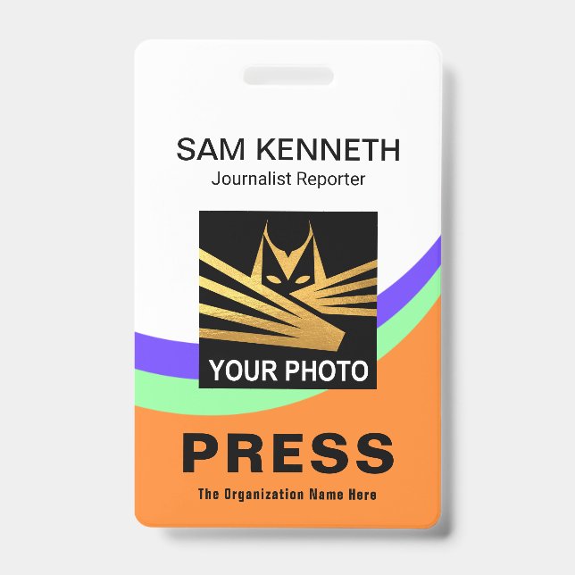 Badge Insigne d'ID photo de la presse de courbure créati (Avant)