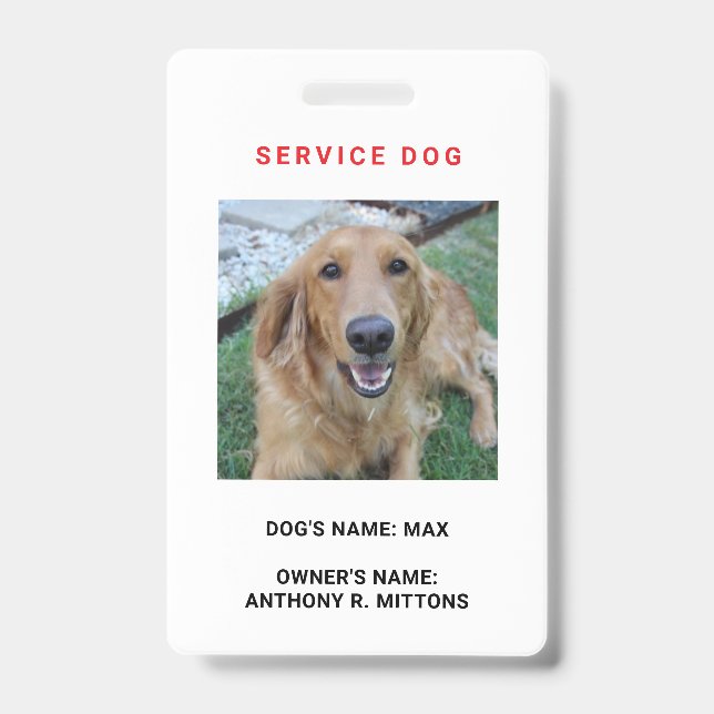 Badge Insigne d'identification de chien de service (Avant)