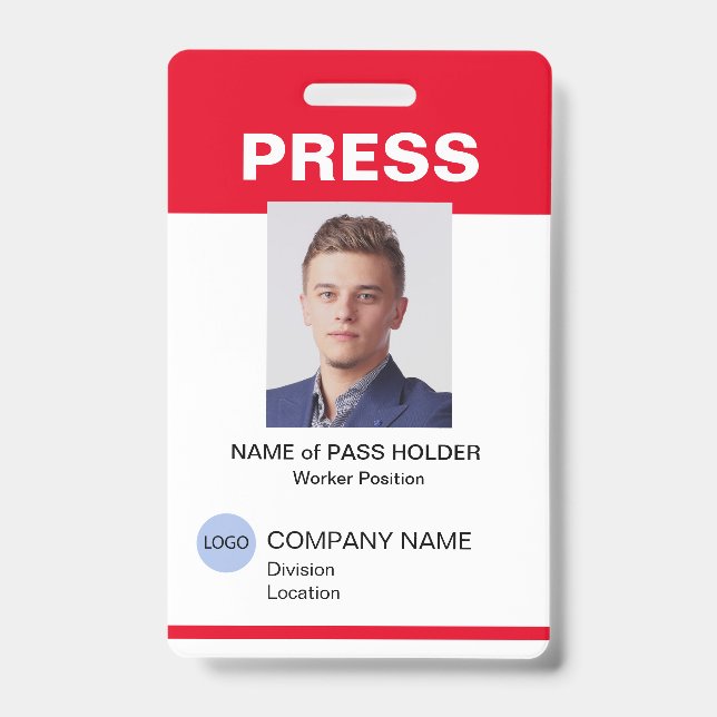 Badge Insigne d'identification de l'employé de la presse (Avant)
