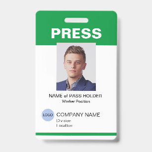 Badge Insigne d'identification de l'employé de la presse