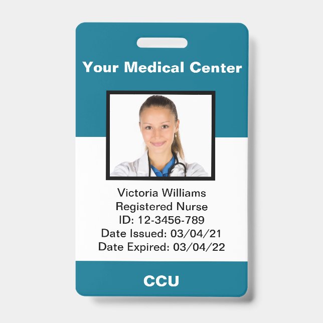 Badge Insigne d'identification photo de l'employé Médica (Avant)