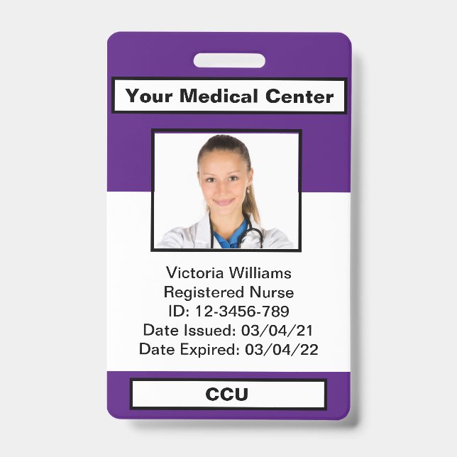 Badge Insigne d'identification photo de l'employé Médica (Avant)