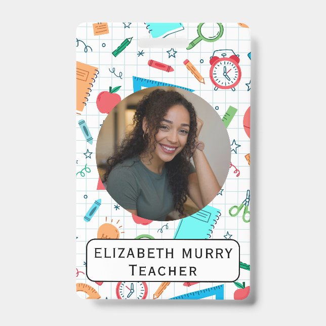 Badge Insigne d'identité de l'enseignant avec fourniture (Avant)