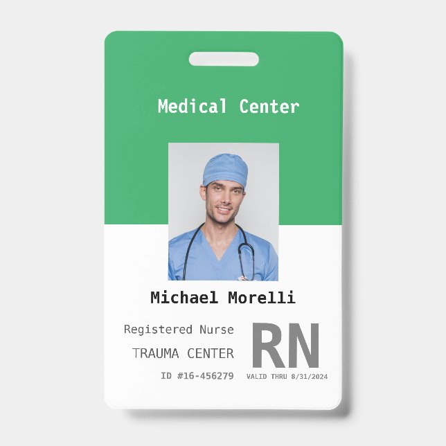 Badge Insigne d'identité photo de l'employé de l'hôpital (Avant)